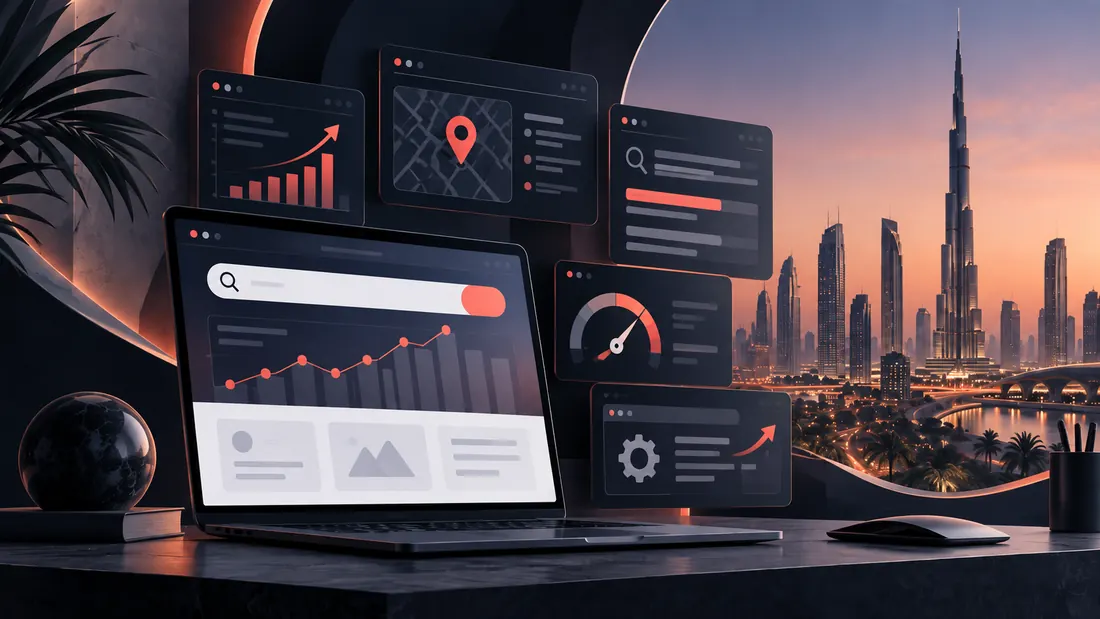 SEO and search visibility for Dubai businesses illustration