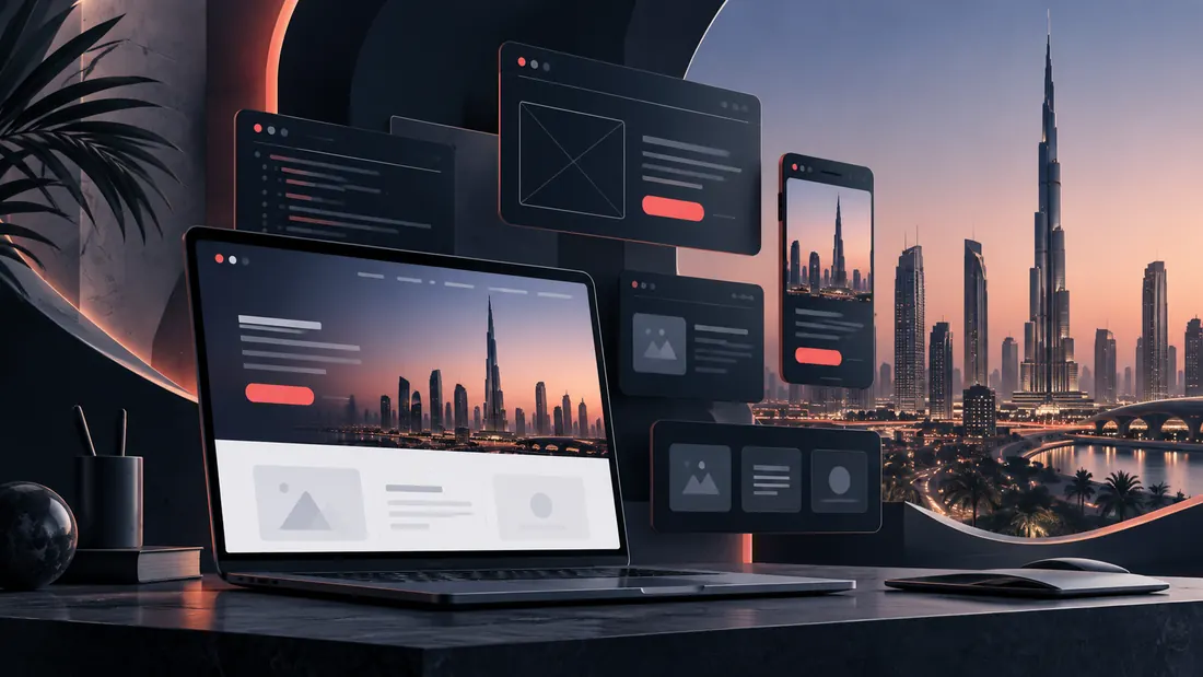 Modern business website design illustration